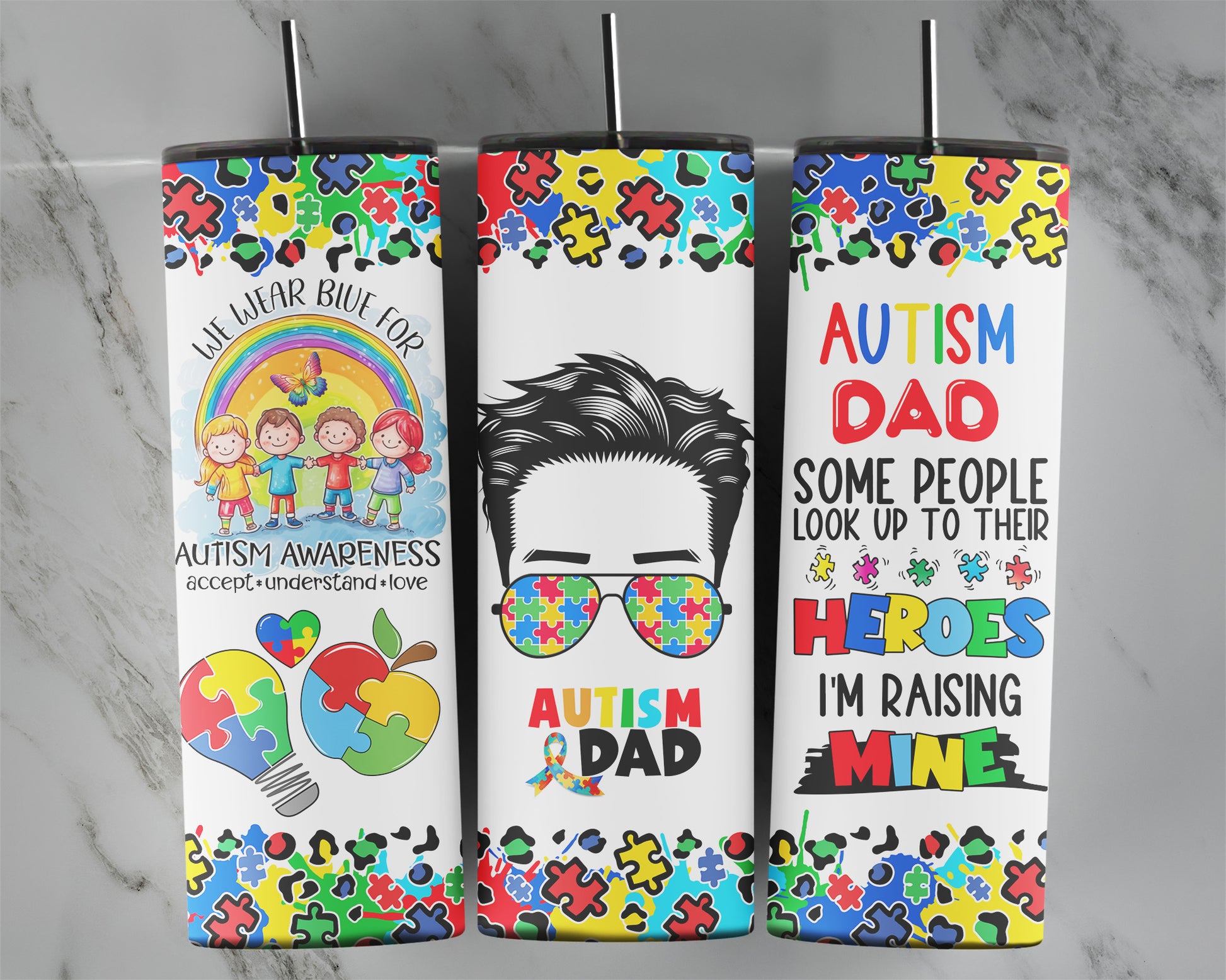 Autism Dad 20oz Sublimated Tumbler